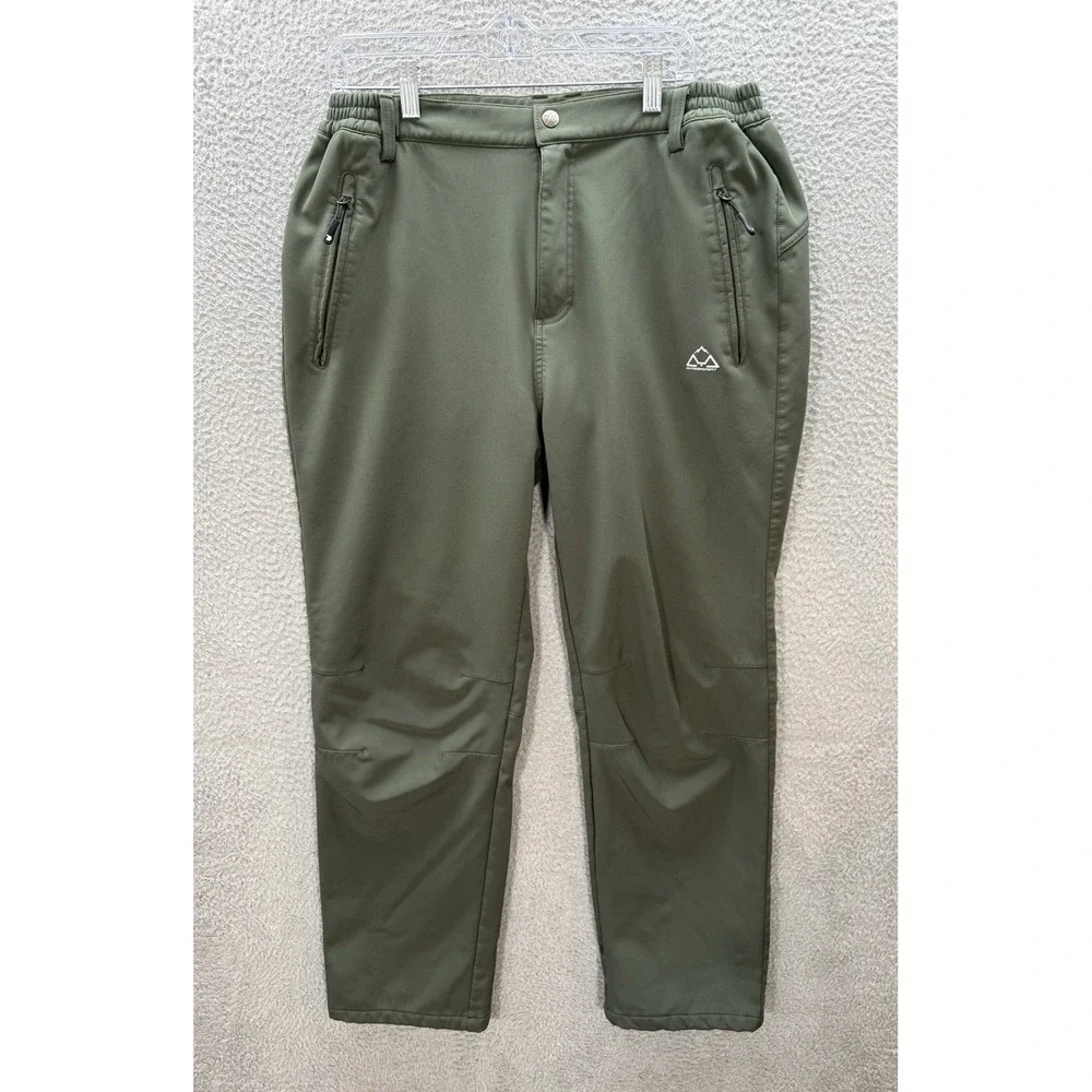 Outdoor Sports Pants Mens 36 Green Fleece Lined Performance Articulated‎ Knee